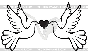 Pair of doves with heart - vector clipart