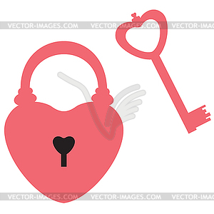 Блокировка Сердце и ключ - векторный клипарт