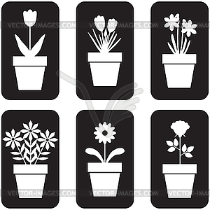 Icon of pot plants set - vector image