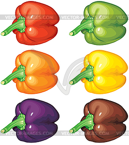 Multicolor peppers - stock vector clipart