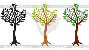 Установить деревьев разных цветов - рисунок в векторе
