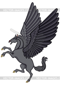 Cartoon black Pegasus - vector clipart