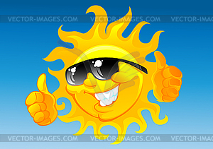 Cartoon sun in sunglasses - vector clip art