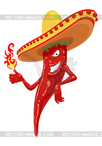 Hot chili pepper with fire - vector clip art