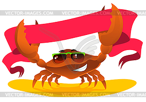 Crab with ribbon - vector clipart