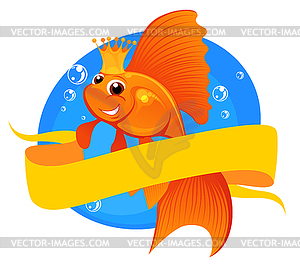 Goldfish and banner - vector clip art