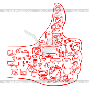 Home appliance hand - color vector clipart