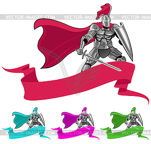 Knight and banner - vector clipart / vector image