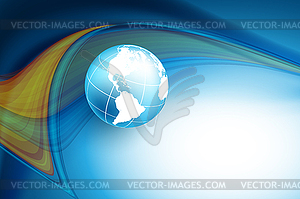 Blue background with globe - vector image