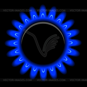 Flames of gas on black - vector image