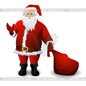 Дед Мороз с красной мешок - векторное графическое изображение