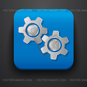 Setting gear symbol icon on blue - vector clipart