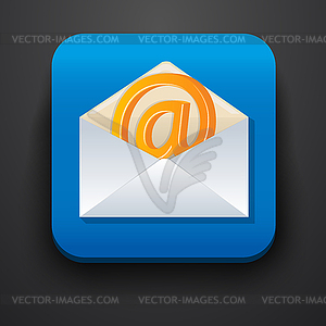 Envelope symbol icon on blue - vector image