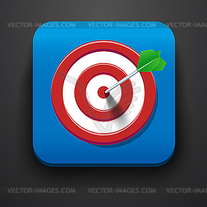 Target symbol icon on blue - vector clipart