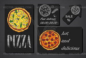 Pizza food menu cafe brochure - vector clipart