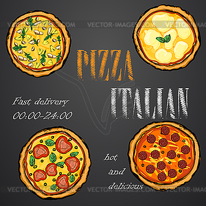 Pizza food menu cafe brochure - vector image