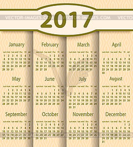 Calendar 2017 year design template - vector image