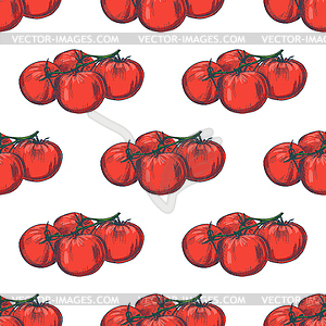 Seamless tomato background - color vector clipart