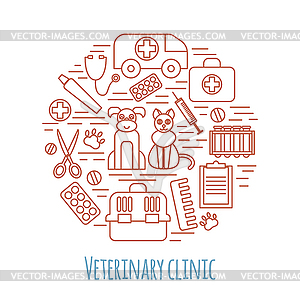 Veterinary pet health care animal medicine icons set - vector EPS clipart