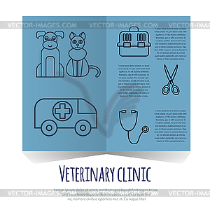 Veterinary pet health care animal medicine icons set - vector clip art