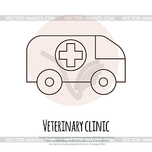 Ветеринарные набор иконки автобус медицина - векторный эскиз