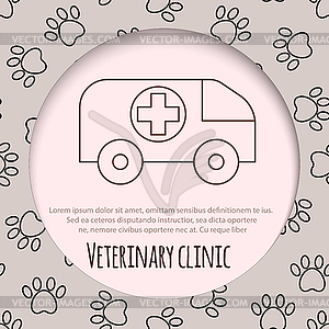 Veterinary bus medicine icons set - vector image