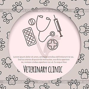 Veterinary pet health care animal medicine icons set - vector clipart