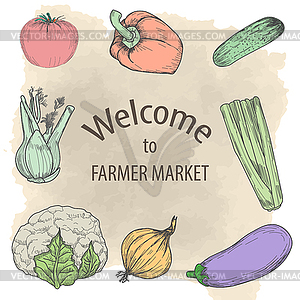Organic food concept brochure and flyer template - vector clipart