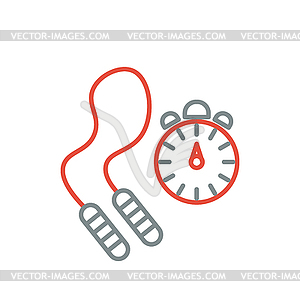 Skipping rope and stopwatch icons - vector clip art