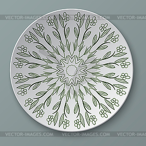 Floral ornament plate - vector clipart