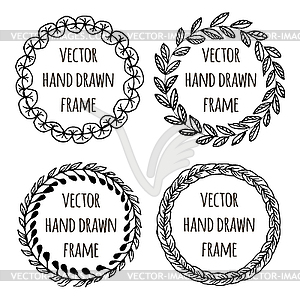 Wreath set made . Leaves garlands. Romantic floral - vector image