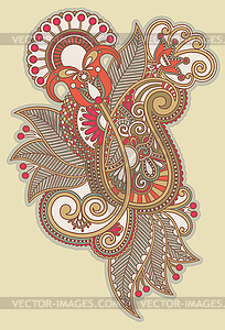 Original hand draw line art ornate flower design - vector image