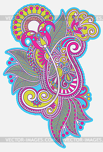 Line art ornate flower design - vector clip art