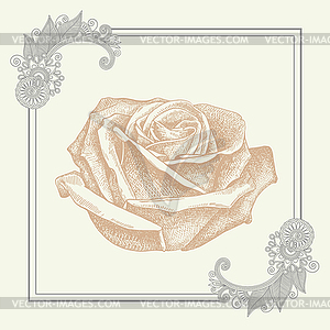 Декоративные рамки с отрывочной рисунок розы - клипарт в векторе / векторное изображение