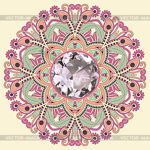 Floral background with diamond jewel - vector clipart