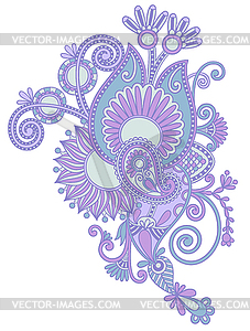 Original hand draw line art ornate flower design - vector clipart