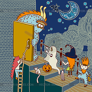 Original doodle artistic halloween card - vector clip art