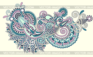 Line art ornate flower design - vector clipart