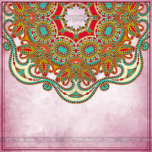 Flower circle design on grunge background - vector clipart