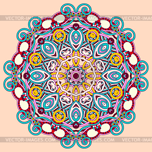 Circle ornament, ornamental round lace - vector image