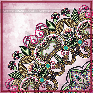 Flower circle design on grunge background with - vector clip art