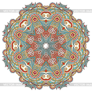 Circle flower ornament, ornamental round lace design - vector clipart