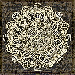 Flower circle design on grunge background with - vector clip art