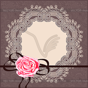 Орнамент открытка с салфетки, ленты - изображение в векторном виде