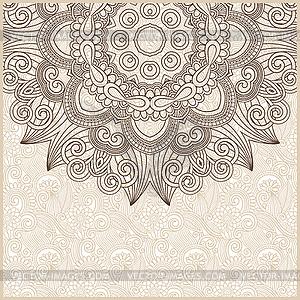 Ornate circle floral card announcement - stock vector clipart