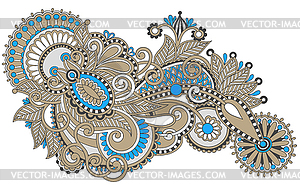 Original hand draw line art ornate flower design - vector image