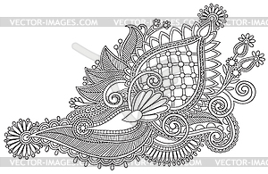 Original hand draw line art ornate flower design - vector image