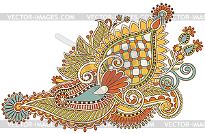 Original hand draw line art ornate flower design - vector image