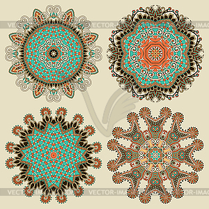 Circle ornament, ornamental round lace collection - vector clipart