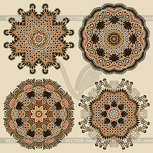 Circle ornament, ornamental round lace collection - vector image